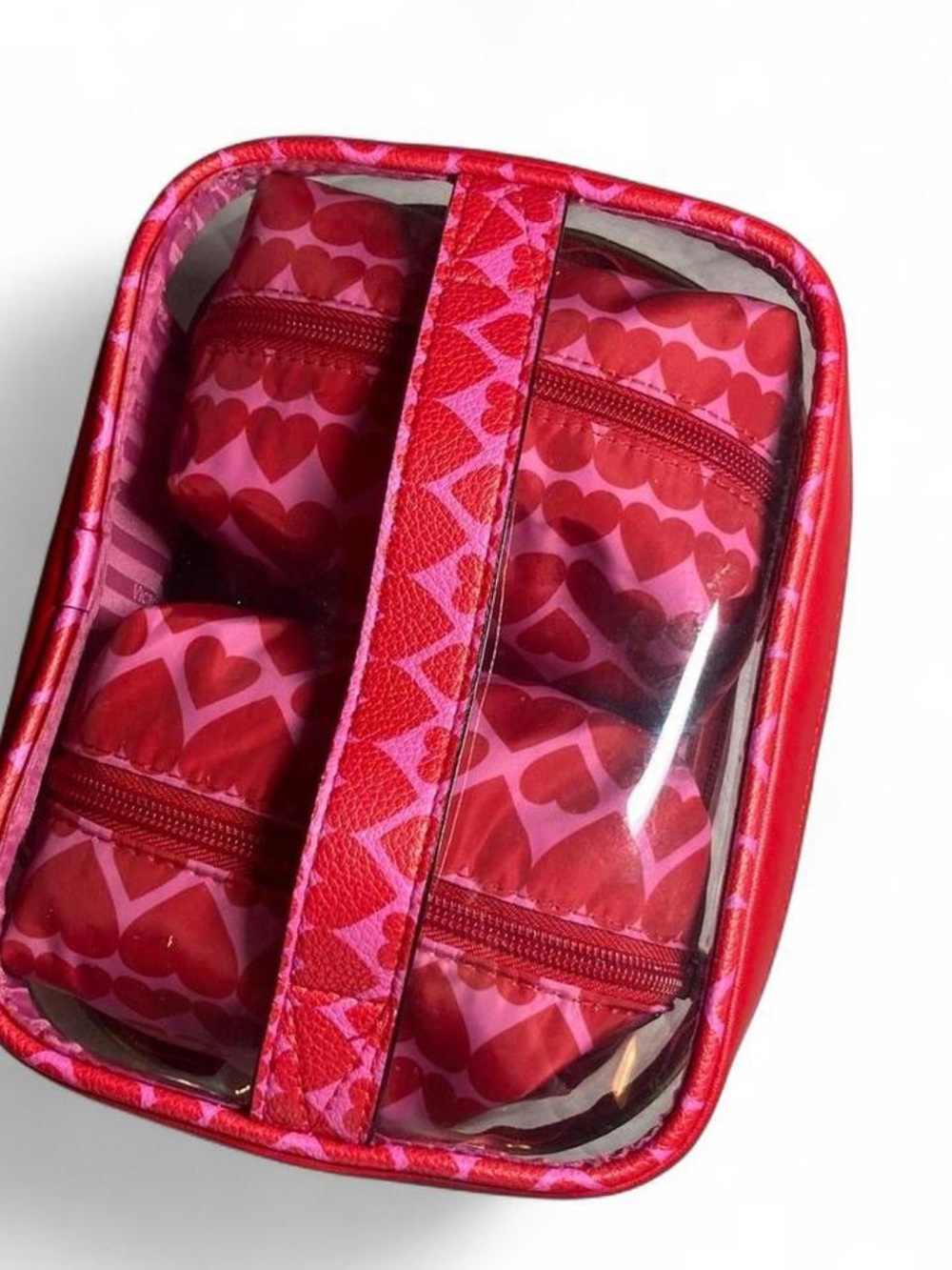 NWOT Victoria's Secret 4-in-1 Cosmetic Set Red & Pink Hearts (Limited Edition) - Picture 4 of 9